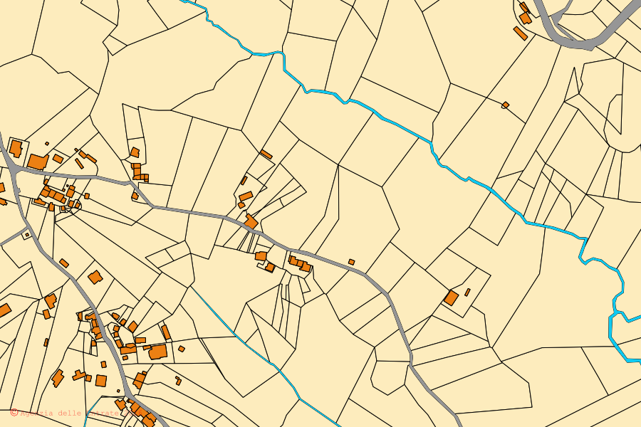 Mappa catastale del centro di Monte San Giovanni in Sabina: particelle e fabbricati, cartografia Agenzia delle Entrate