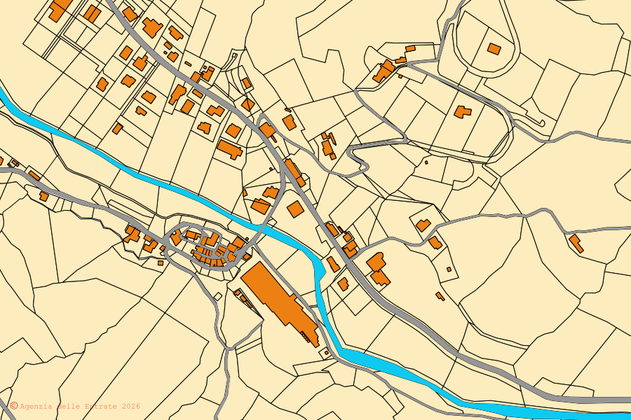 Mappa catastale del centro di Monte Santa Maria Tiberina: particelle e fabbricati, cartografia Agenzia delle Entrate
