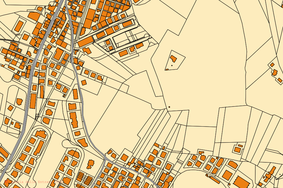 Mappa catastale del centro di Monte Urano: particelle e fabbricati, cartografia Agenzia delle Entrate