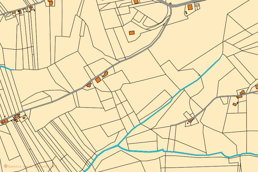 Mappa catastale del centro di Monte Vidon Corrado: particelle e fabbricati, cartografia Agenzia delle Entrate