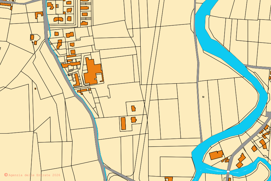 Mappa catastale del centro di Montebello della Battaglia: particelle e fabbricati, cartografia Agenzia delle Entrate