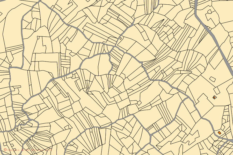 Mappa catastale del centro di Montebello sul Sangro: particelle e fabbricati, cartografia Agenzia delle Entrate