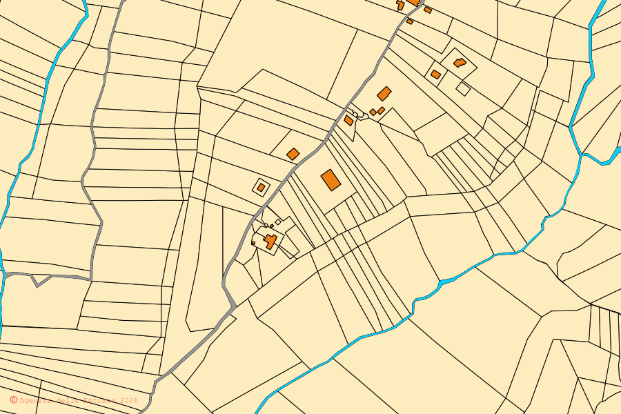 Mappa catastale del centro di Montebuono: particelle e fabbricati, cartografia Agenzia delle Entrate