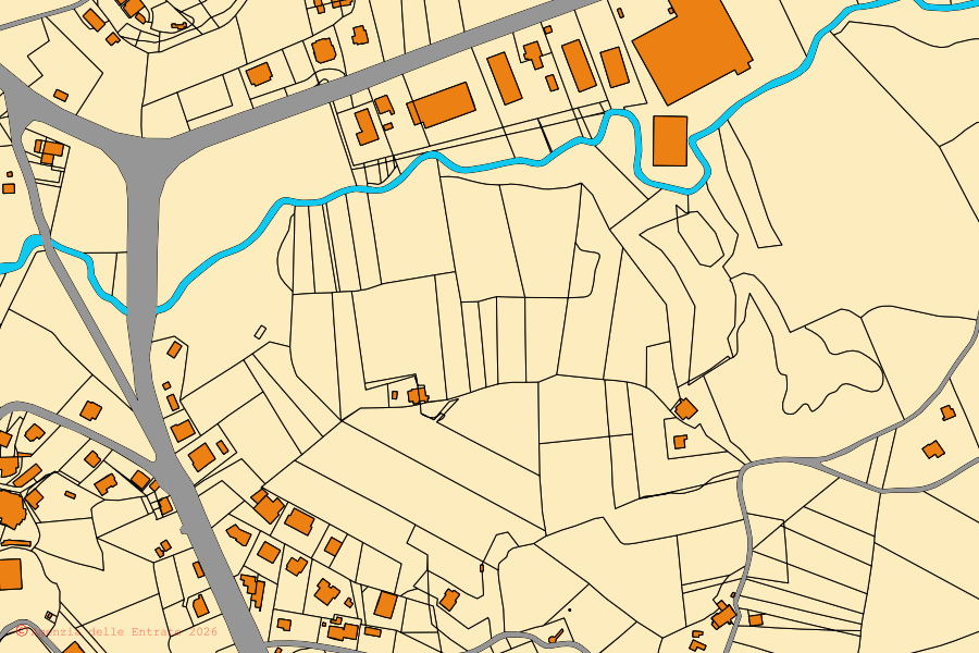 Mappa catastale del centro di Montecastrilli: particelle e fabbricati, cartografia Agenzia delle Entrate