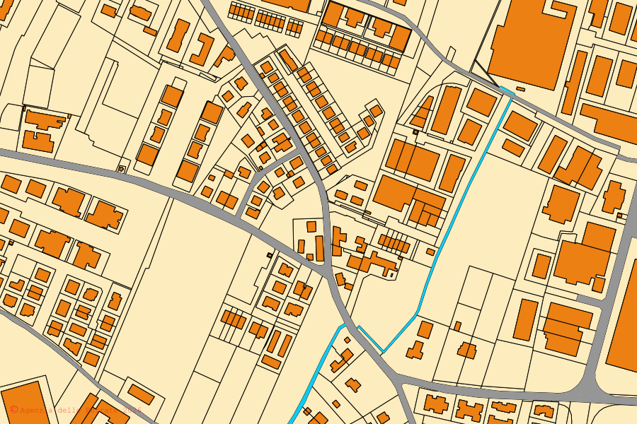Mappa catastale del centro di Montecchio Emilia: particelle e fabbricati, cartografia Agenzia delle Entrate