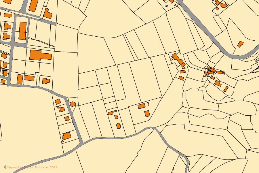 Mappa catastale del centro di Montechiaro d'Acqui: particelle e fabbricati, cartografia Agenzia delle Entrate