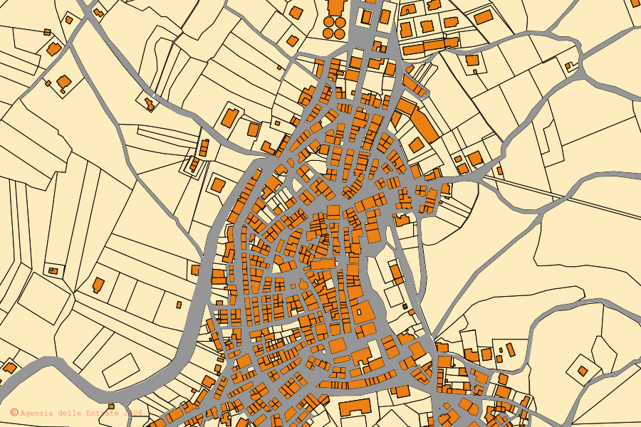 Mappa catastale del centro di Montecilfone: particelle e fabbricati, cartografia Agenzia delle Entrate