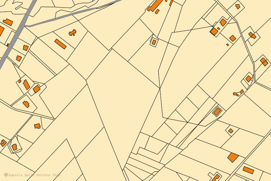 Mappa catastale del centro di Montecorvino Pugliano: particelle e fabbricati, cartografia Agenzia delle Entrate