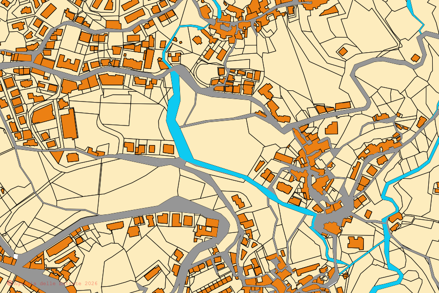 Mappa catastale del centro di Montecorvino Rovella: particelle e fabbricati, cartografia Agenzia delle Entrate