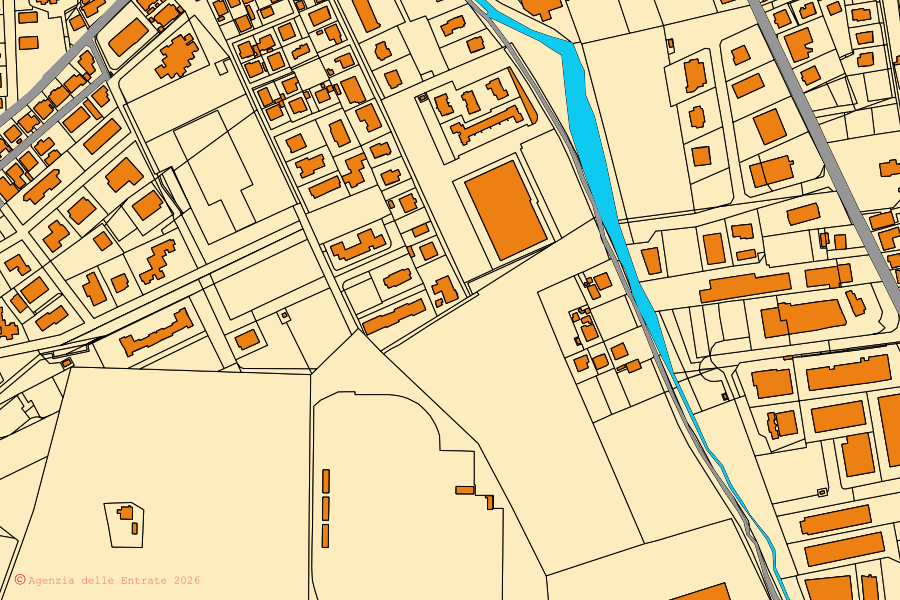 Mappa catastale del centro di Montecosaro: particelle e fabbricati, cartografia Agenzia delle Entrate