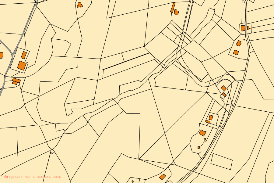 Mappa catastale del centro di Montedinove: particelle e fabbricati, cartografia Agenzia delle Entrate