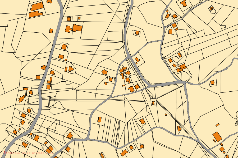Mappa catastale del centro di Montefalcione: particelle e fabbricati, cartografia Agenzia delle Entrate