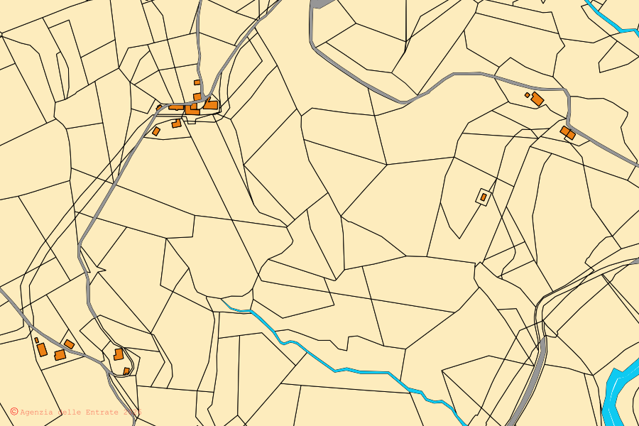 Mappa catastale del centro di Montefalcone Appennino: particelle e fabbricati, cartografia Agenzia delle Entrate