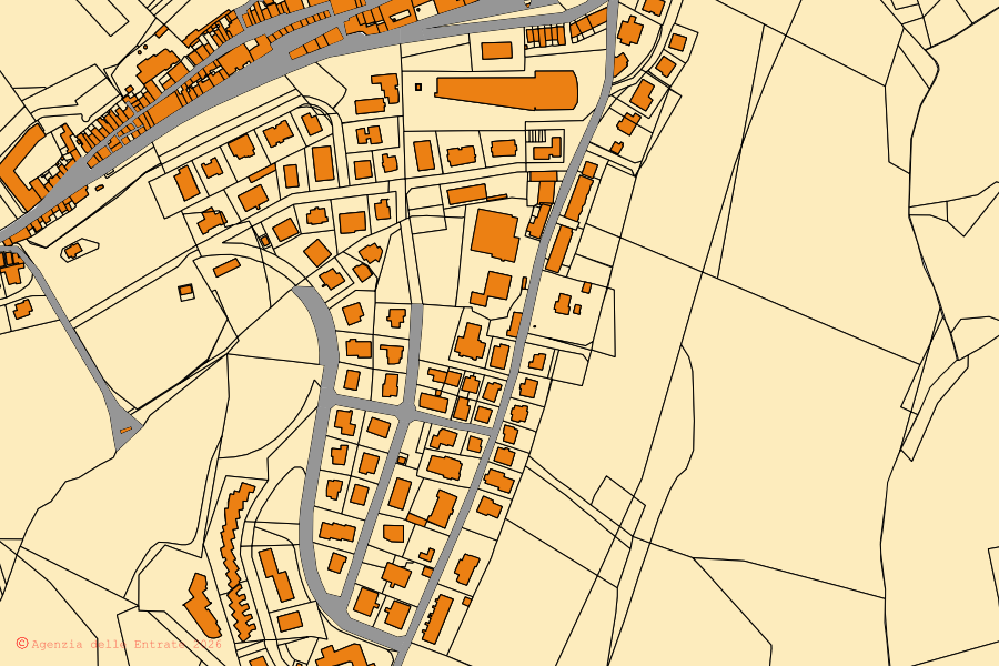 Mappa catastale del centro di Montefano: particelle e fabbricati, cartografia Agenzia delle Entrate