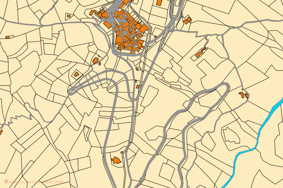 Mappa catastale del centro di Montefino: particelle e fabbricati, cartografia Agenzia delle Entrate