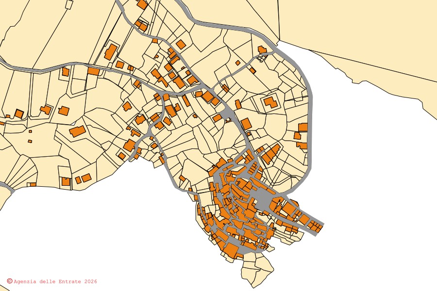 Mappa catastale del centro di Monteforte Cilento: particelle e fabbricati, cartografia Agenzia delle Entrate