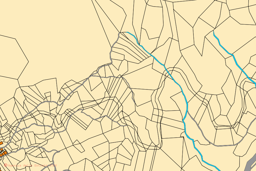 Mappa catastale del centro di Montegallo: particelle e fabbricati, cartografia Agenzia delle Entrate