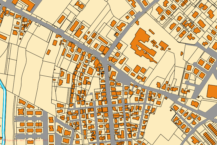 Mappa catastale del centro di Montegrotto Terme: particelle e fabbricati, cartografia Agenzia delle Entrate