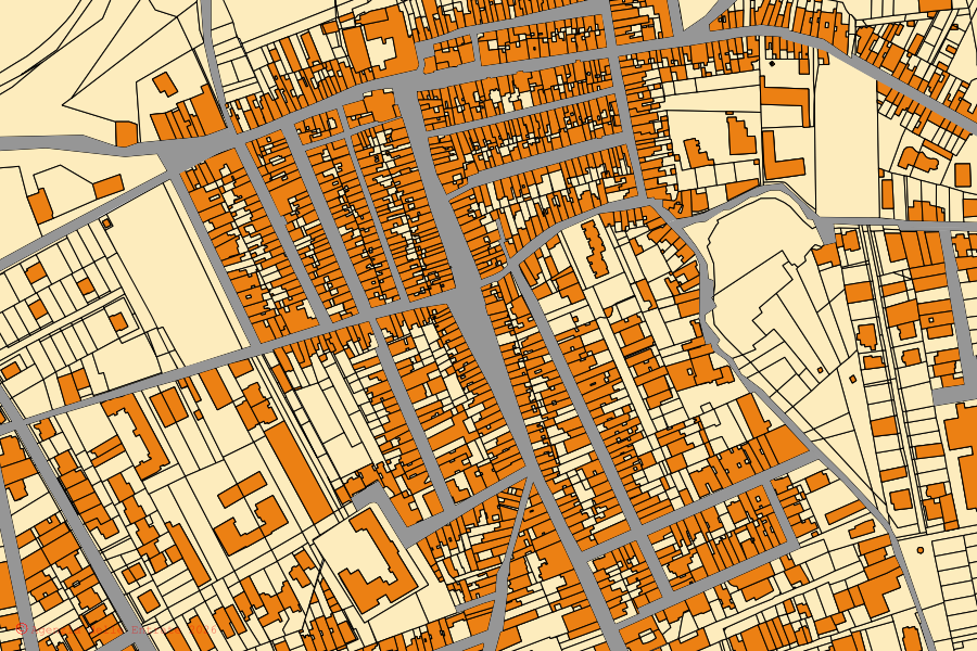 Mappa catastale del centro di Monteiasi: particelle e fabbricati, cartografia Agenzia delle Entrate