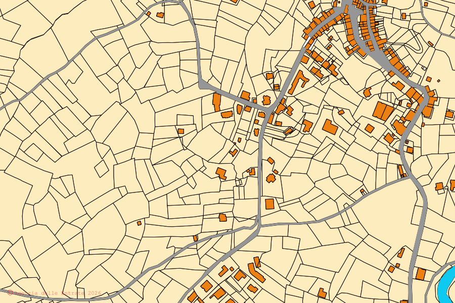 Mappa catastale del centro di Montelanico: particelle e fabbricati, cartografia Agenzia delle Entrate