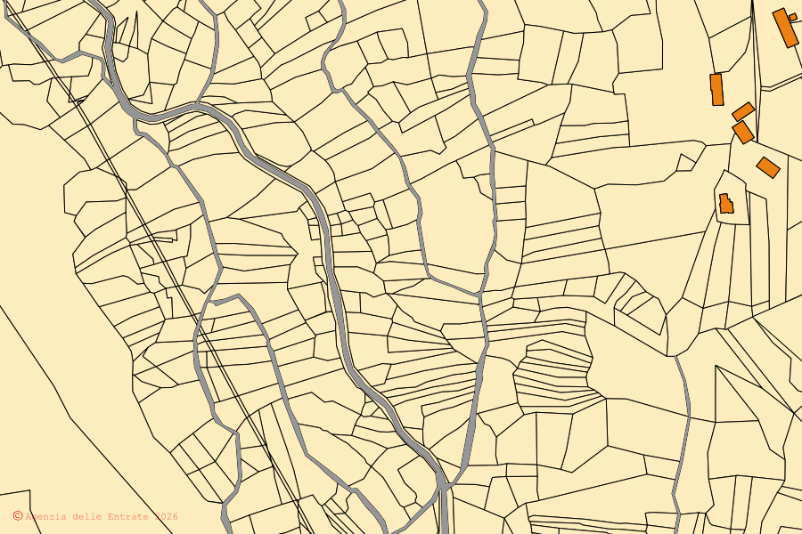 Mappa catastale del centro di Montelapiano: particelle e fabbricati, cartografia Agenzia delle Entrate