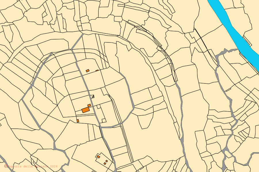 Mappa catastale del centro di Monteleone Rocca Doria: particelle e fabbricati, cartografia Agenzia delle Entrate