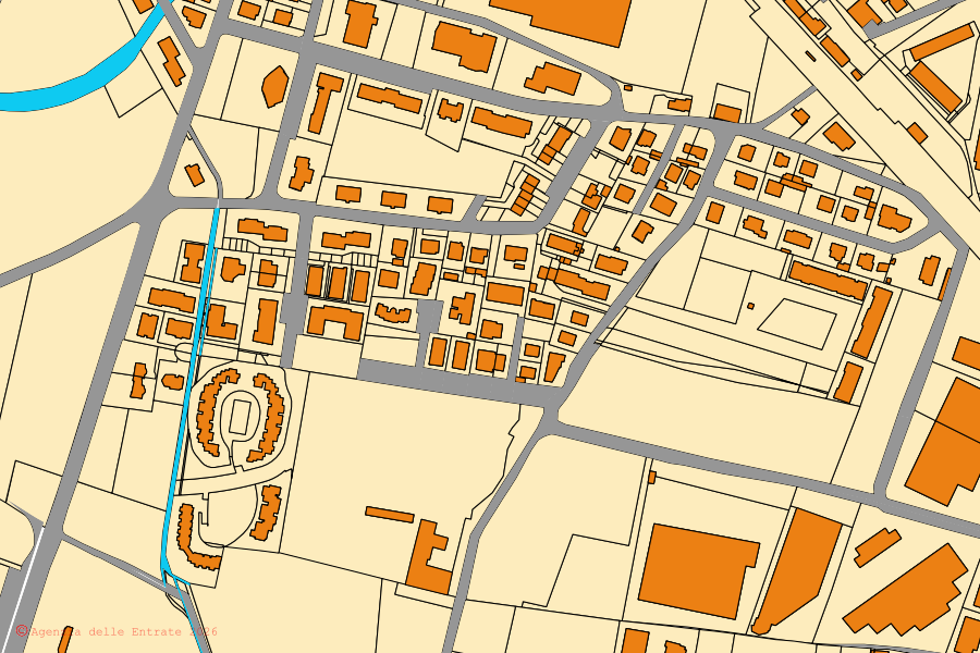 Mappa catastale del centro di Montello: particelle e fabbricati, cartografia Agenzia delle Entrate