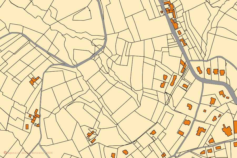 Mappa catastale del centro di Montelupo Albese: particelle e fabbricati, cartografia Agenzia delle Entrate