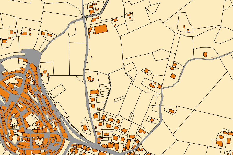 Mappa catastale del centro di Montelupone: particelle e fabbricati, cartografia Agenzia delle Entrate