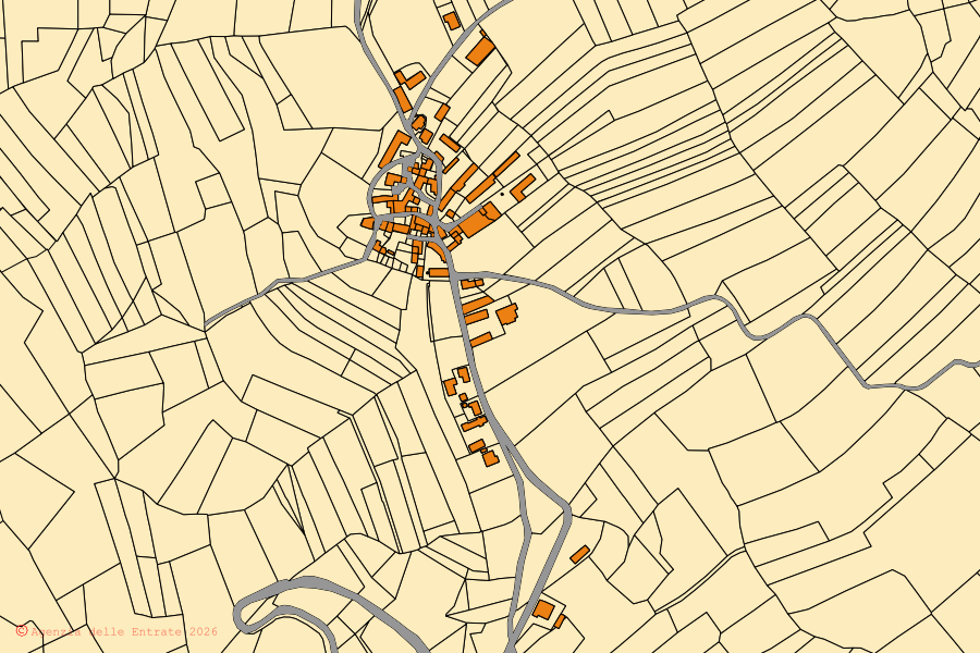 Mappa catastale del centro di Montemarzino: particelle e fabbricati, cartografia Agenzia delle Entrate