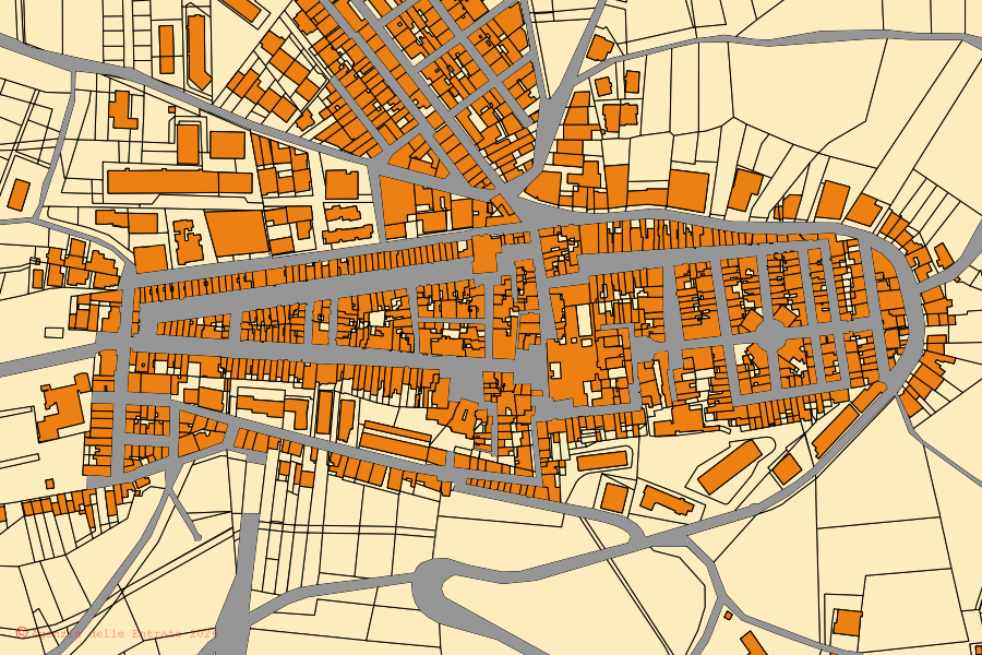 Mappa catastale del centro di Montemesola: particelle e fabbricati, cartografia Agenzia delle Entrate