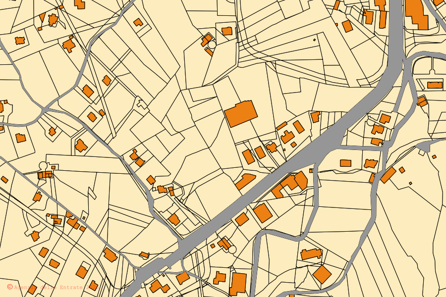 Mappa catastale del centro di Montemiletto: particelle e fabbricati, cartografia Agenzia delle Entrate