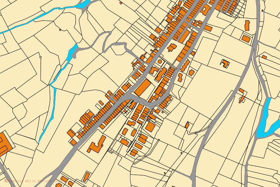 Mappa catastale del centro di Montemilone: particelle e fabbricati, cartografia Agenzia delle Entrate