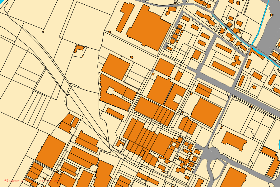 Mappa catastale del centro di Montemurlo: particelle e fabbricati, cartografia Agenzia delle Entrate