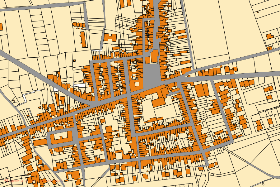Mappa catastale del centro di Monteparano: particelle e fabbricati, cartografia Agenzia delle Entrate
