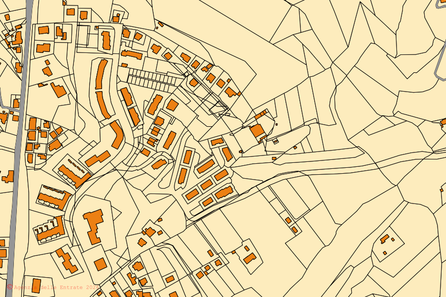 Mappa catastale del centro di Montepulciano: particelle e fabbricati, cartografia Agenzia delle Entrate