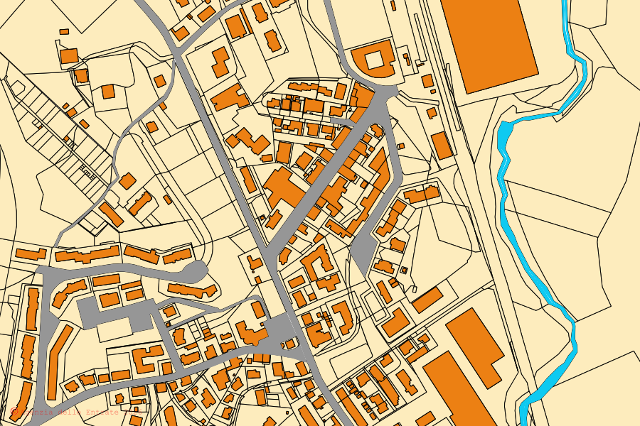 Mappa catastale del centro di Monteriggioni: particelle e fabbricati, cartografia Agenzia delle Entrate