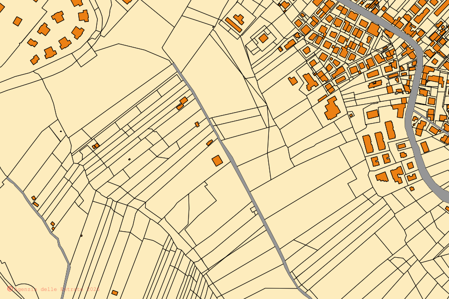 Mappa catastale del centro di Monterotondo: particelle e fabbricati, cartografia Agenzia delle Entrate