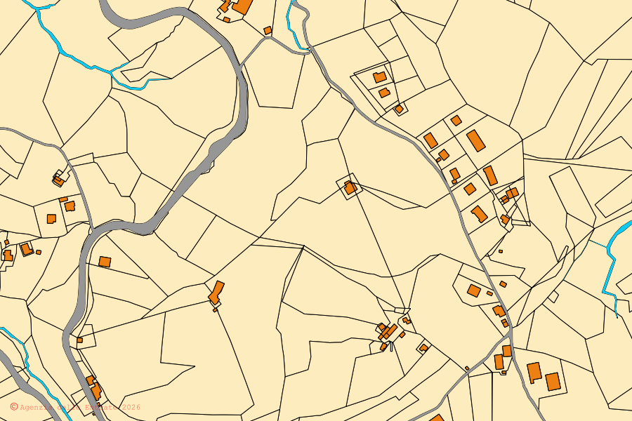 Mappa catastale del centro di Montese: particelle e fabbricati, cartografia Agenzia delle Entrate