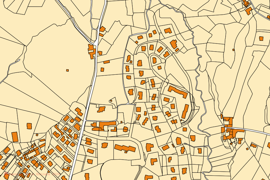 Mappa catastale del centro di Montevecchia: particelle e fabbricati, cartografia Agenzia delle Entrate