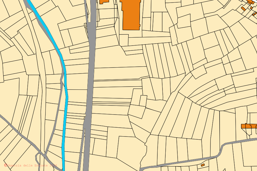 Mappa catastale del centro di Montiglio Monferrato: particelle e fabbricati, cartografia Agenzia delle Entrate