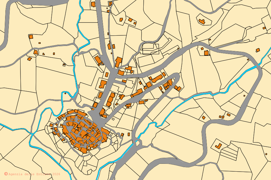 Mappa catastale del centro di Montopoli di Sabina: particelle e fabbricati, cartografia Agenzia delle Entrate