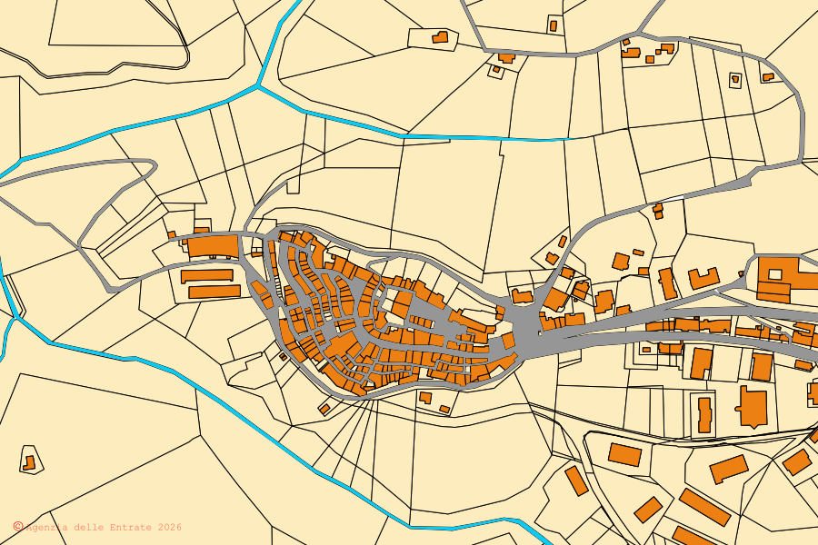 Mappa catastale del centro di Montottone: particelle e fabbricati, cartografia Agenzia delle Entrate