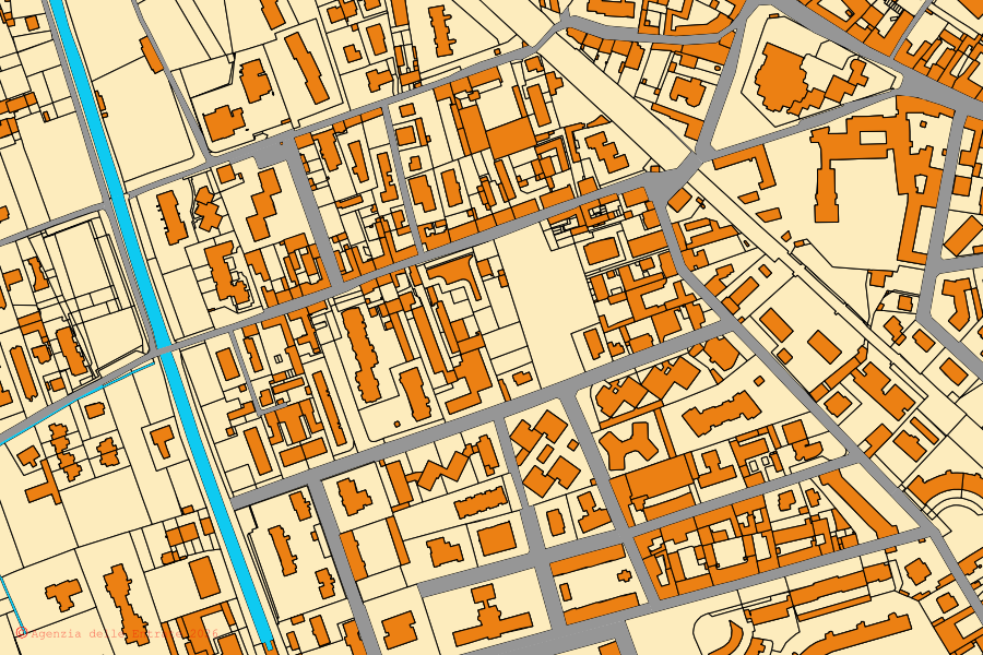 Mappa catastale del centro di Monza: particelle e fabbricati, cartografia Agenzia delle Entrate