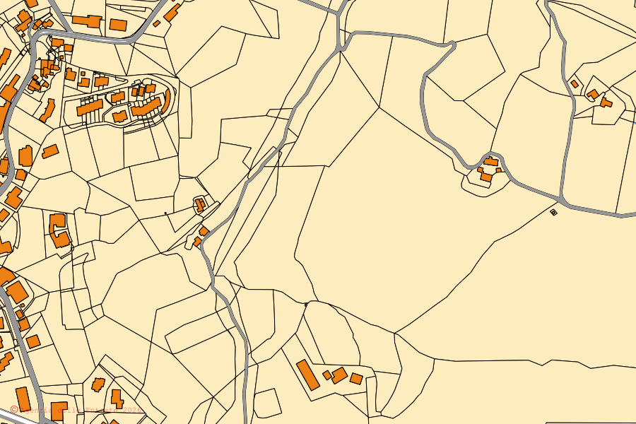 Mappa catastale del centro di Monzuno: particelle e fabbricati, cartografia Agenzia delle Entrate