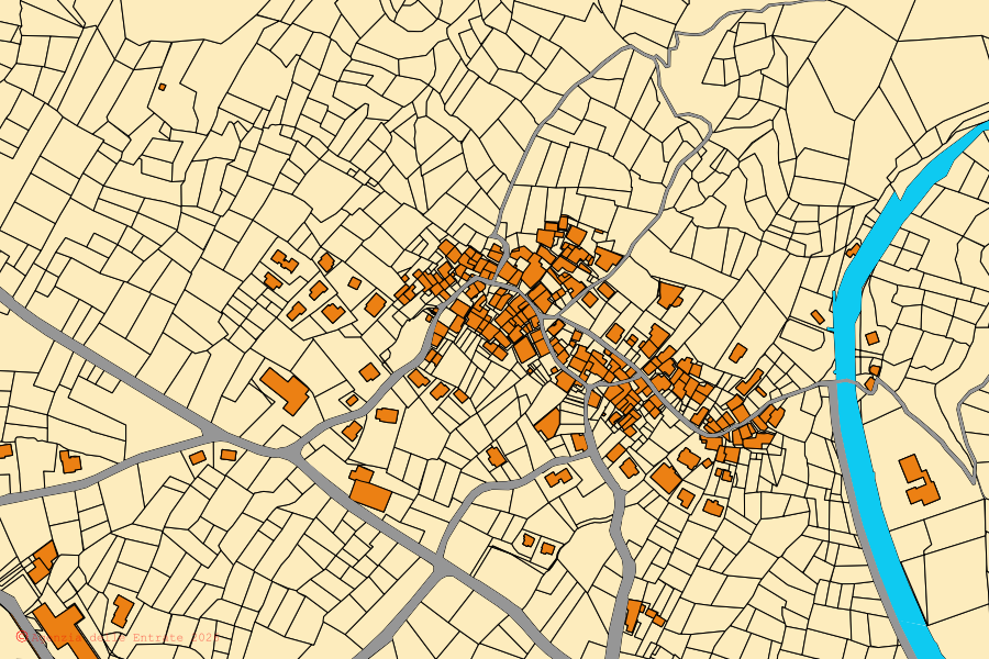 Mappa catastale del centro di Morgex: particelle e fabbricati, cartografia Agenzia delle Entrate