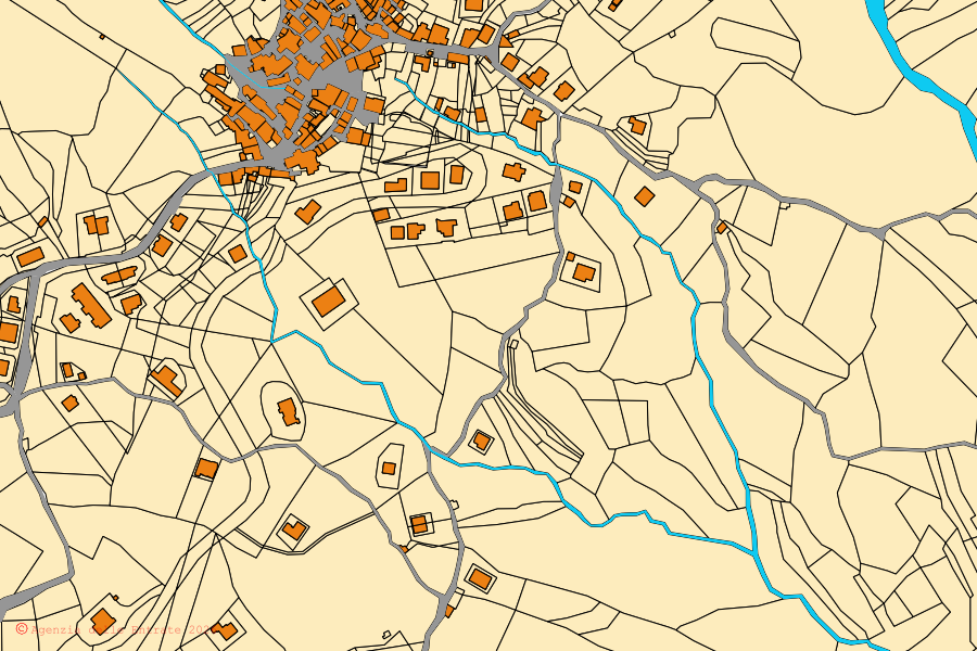 Mappa catastale del centro di Morigerati: particelle e fabbricati, cartografia Agenzia delle Entrate