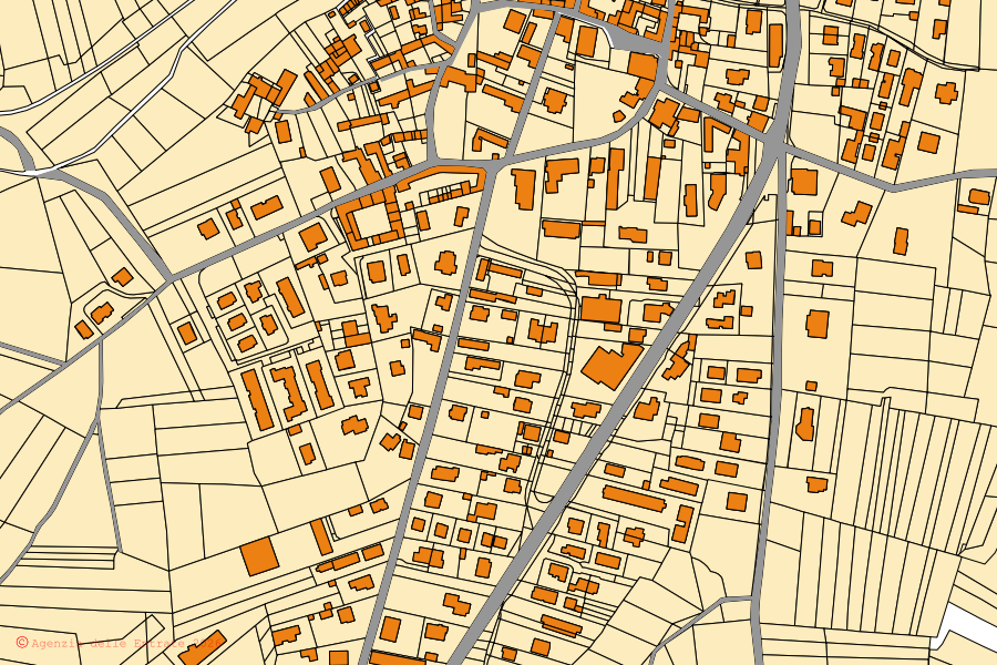 Mappa catastale del centro di Mornago: particelle e fabbricati, cartografia Agenzia delle Entrate