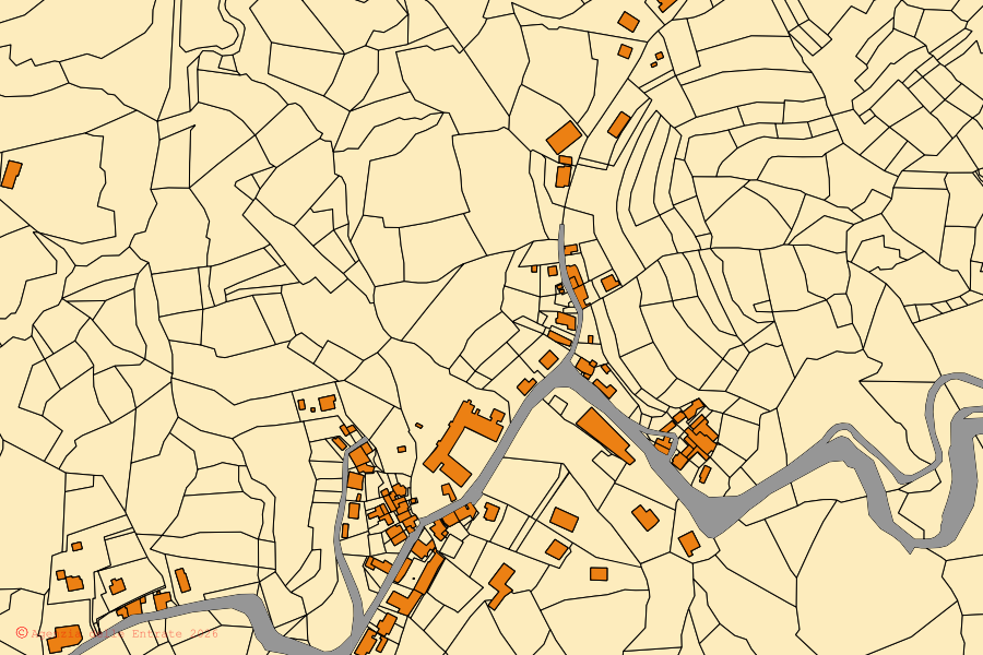 Mappa catastale del centro di Mornese: particelle e fabbricati, cartografia Agenzia delle Entrate