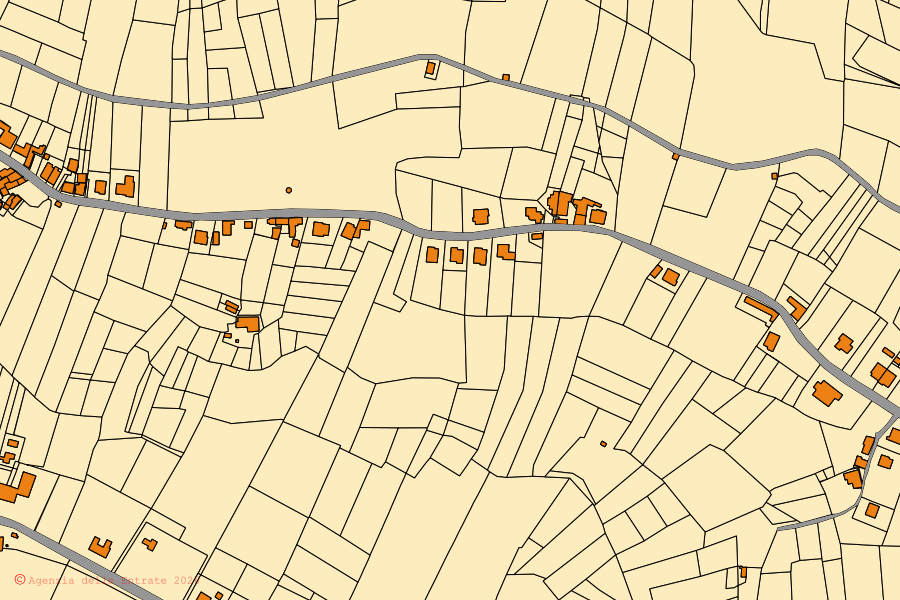 Mappa catastale del centro di Mornico Losana: particelle e fabbricati, cartografia Agenzia delle Entrate